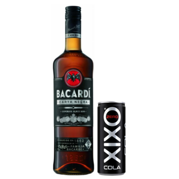 Bacardi Carta Negra Black rum 0,7L 40% + ajándék XIXO zero Cola