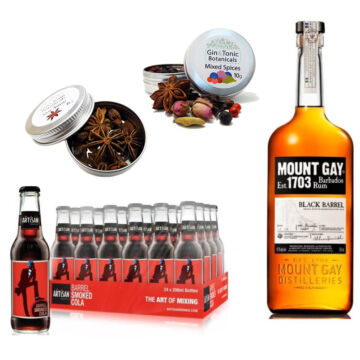 Mount Gay Black Barrel Rum & 24 Artisan Barrel Smoke Cola 2 db Ajándék Koktél Fűszerrel
