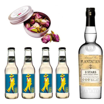 Plantation White Rum &amp; Tonik Szett Ajándék Perzsa rózsabimbóval