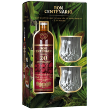 Centenario 20 years rum dd. + 2 pohár 0,7L 40%