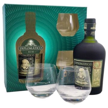 Diplomatico Exclusiva Reserva rum 0,7L 40% + 2 db Old Fashioned pohár díszdobozban