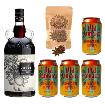 Kraken Rum &amp; Ginger Beer Szett Ajándék csillagánizzsal
