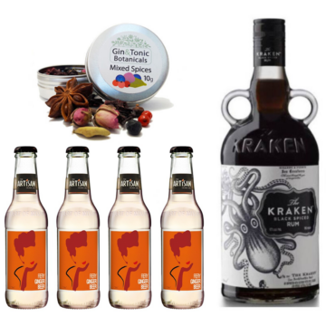 Kraken Rum &amp; Gyömbérsör Szett Ajándék Koktélfűszerrel