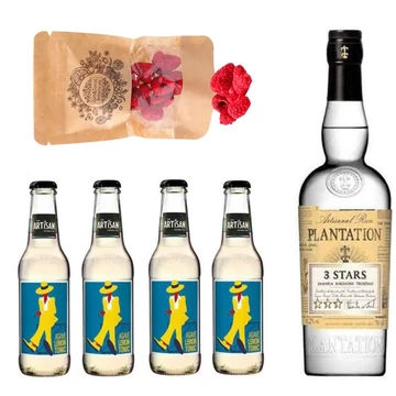 Plantation White Rum &amp; Tonik Szett Ajándék Perzsa rózsabimbóval