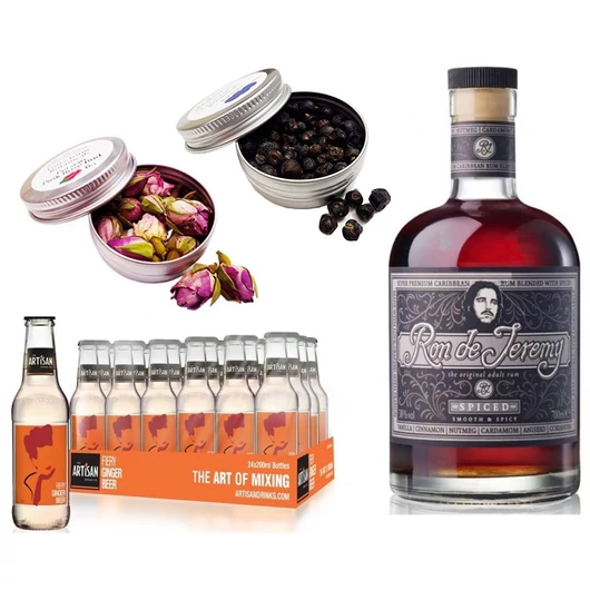 Jeremy Spice Rum & 24 Artisan Gyömbérsör Ajándék 2 db Koktél Fűszerrel