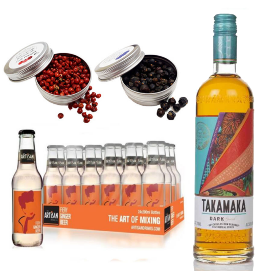 Takamaka Spice Rum & 24 Artisan Gyömbérsör Ajándék 2 db Koktél Fűszerrel