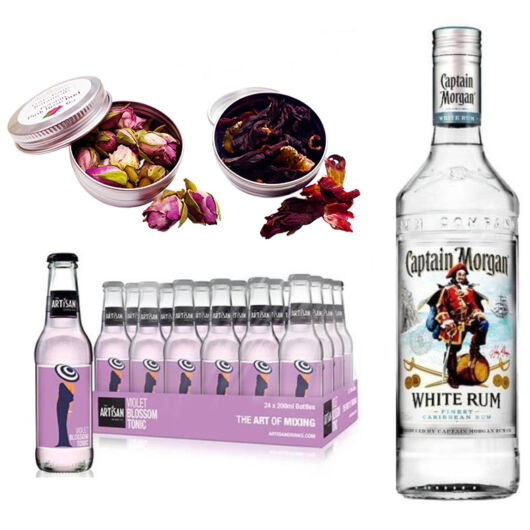 Captain Morgan White Rum & 24 Artisan Violet Blossom Tonik 2 db Ajándék Koktél Fűszerrel