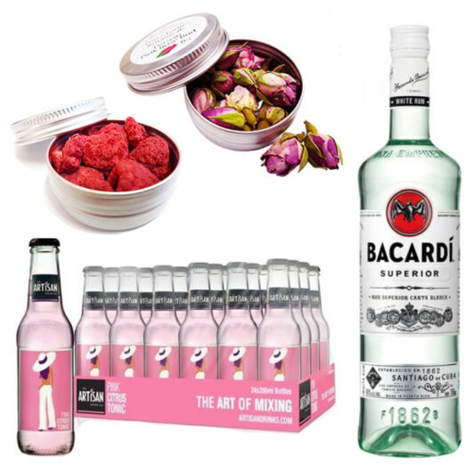 Bacardi White Rum & 24 Artisan Pink Grapefruit Tonik 2 db Ajándék Koktél Fűszerrel